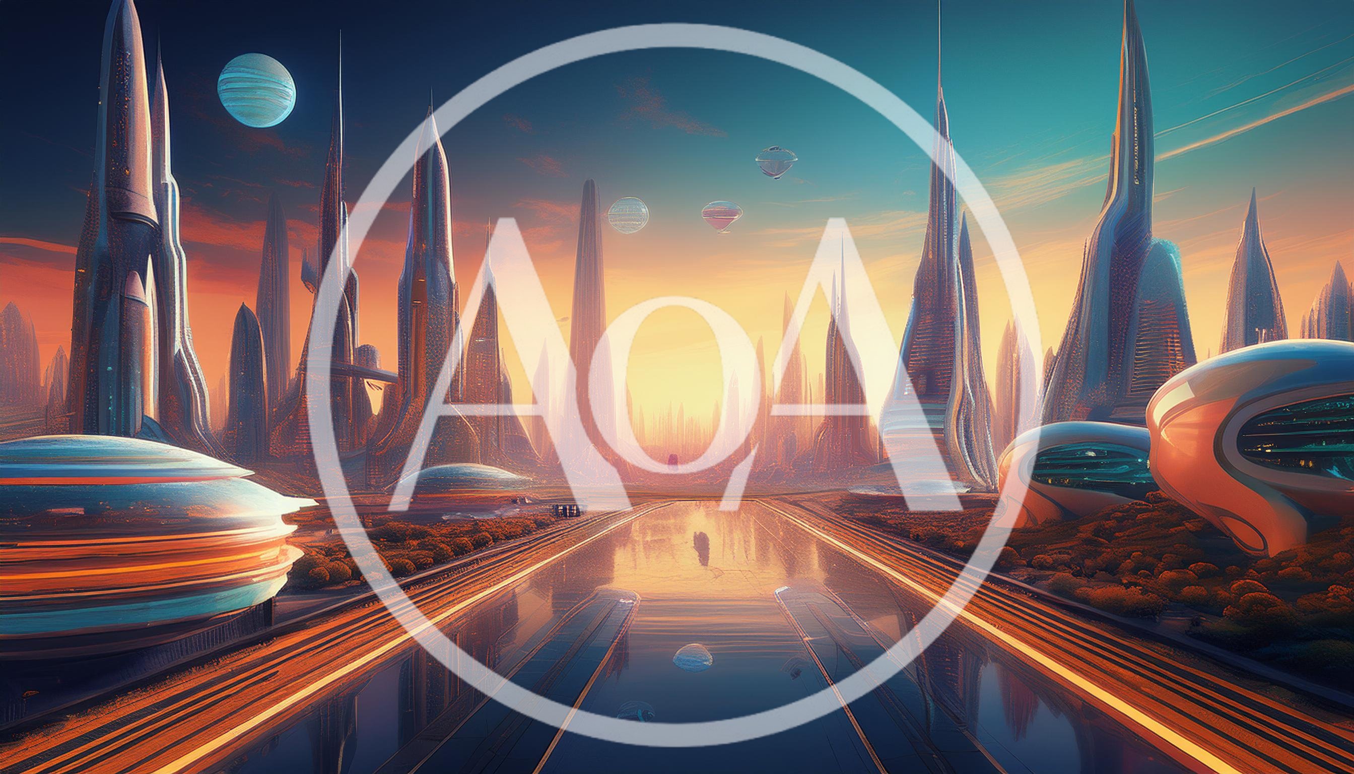 Futuristic Alien Cityscape With Tall Spires And Floating Planets