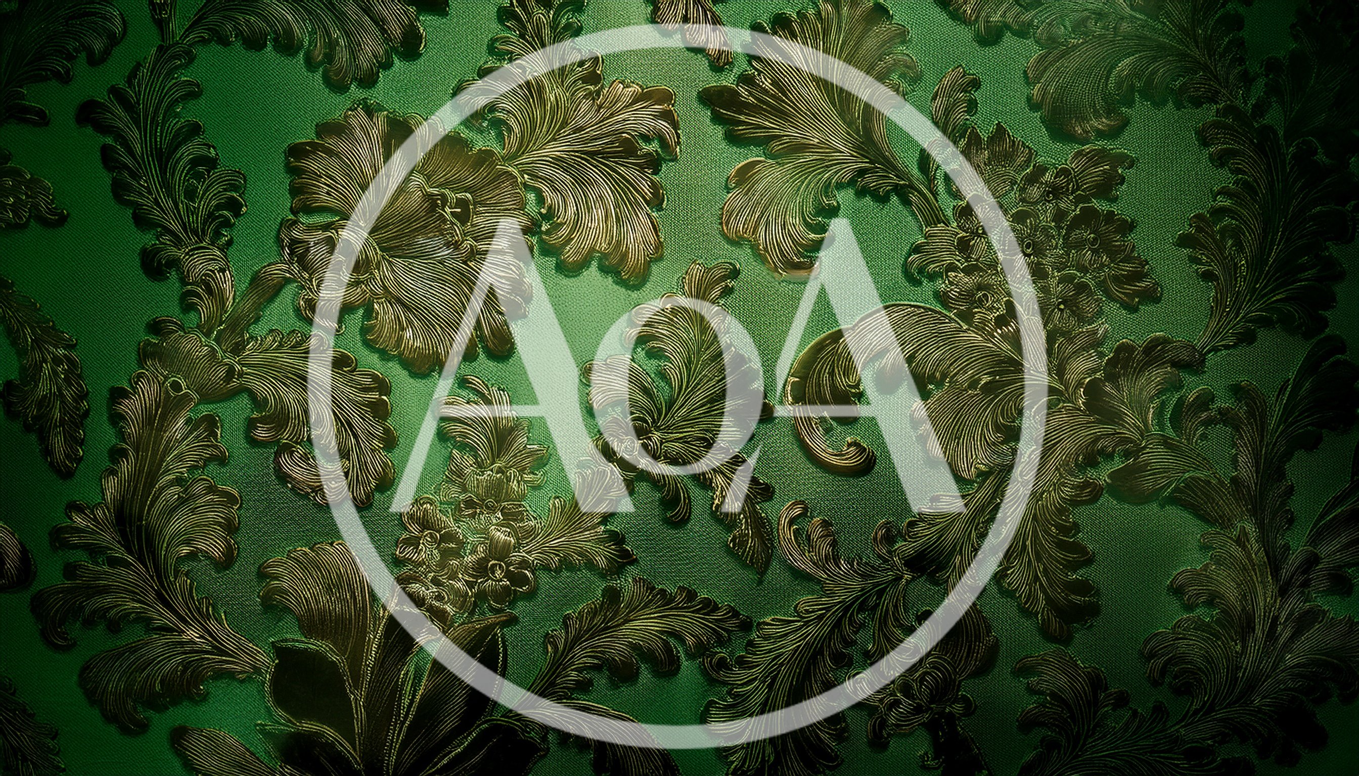 Elegant Green Damask Wallpaper With Ornate Floral Patterns
