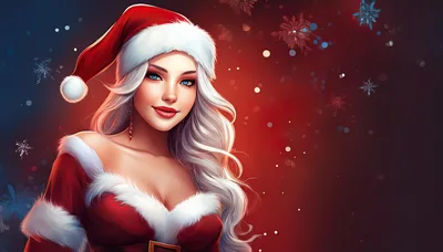 Beautiful Woman Wearing Santa Claus Costume