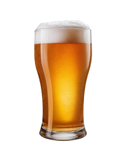 Glass Of Cold Golden Beer With Frothy Head