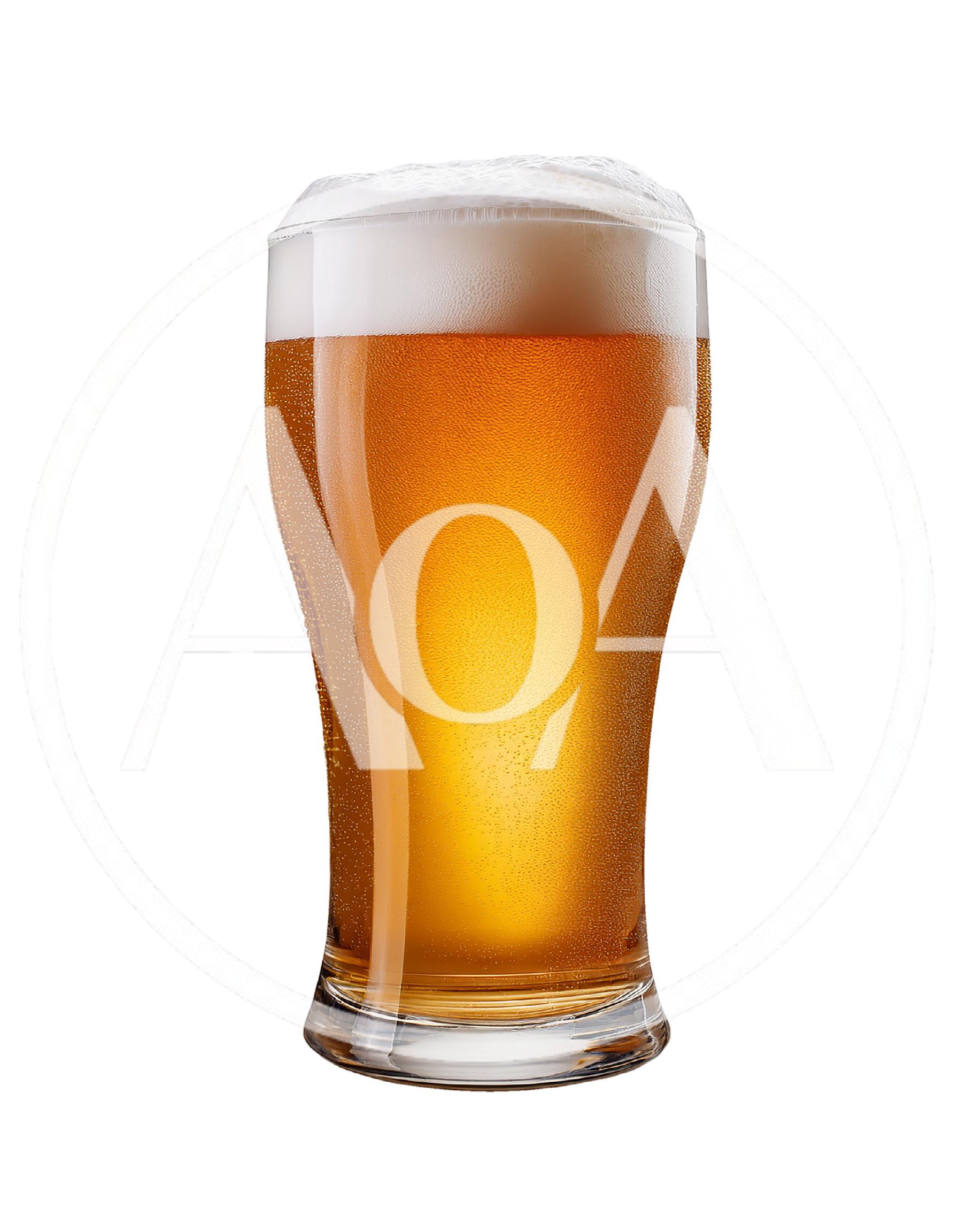 Glass Of Cold Golden Beer With Frothy Head