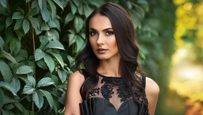 Portrait Of A Beautiful Woman In A Black Dress