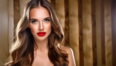 Portrait Of A Beautiful Woman With Red Lips