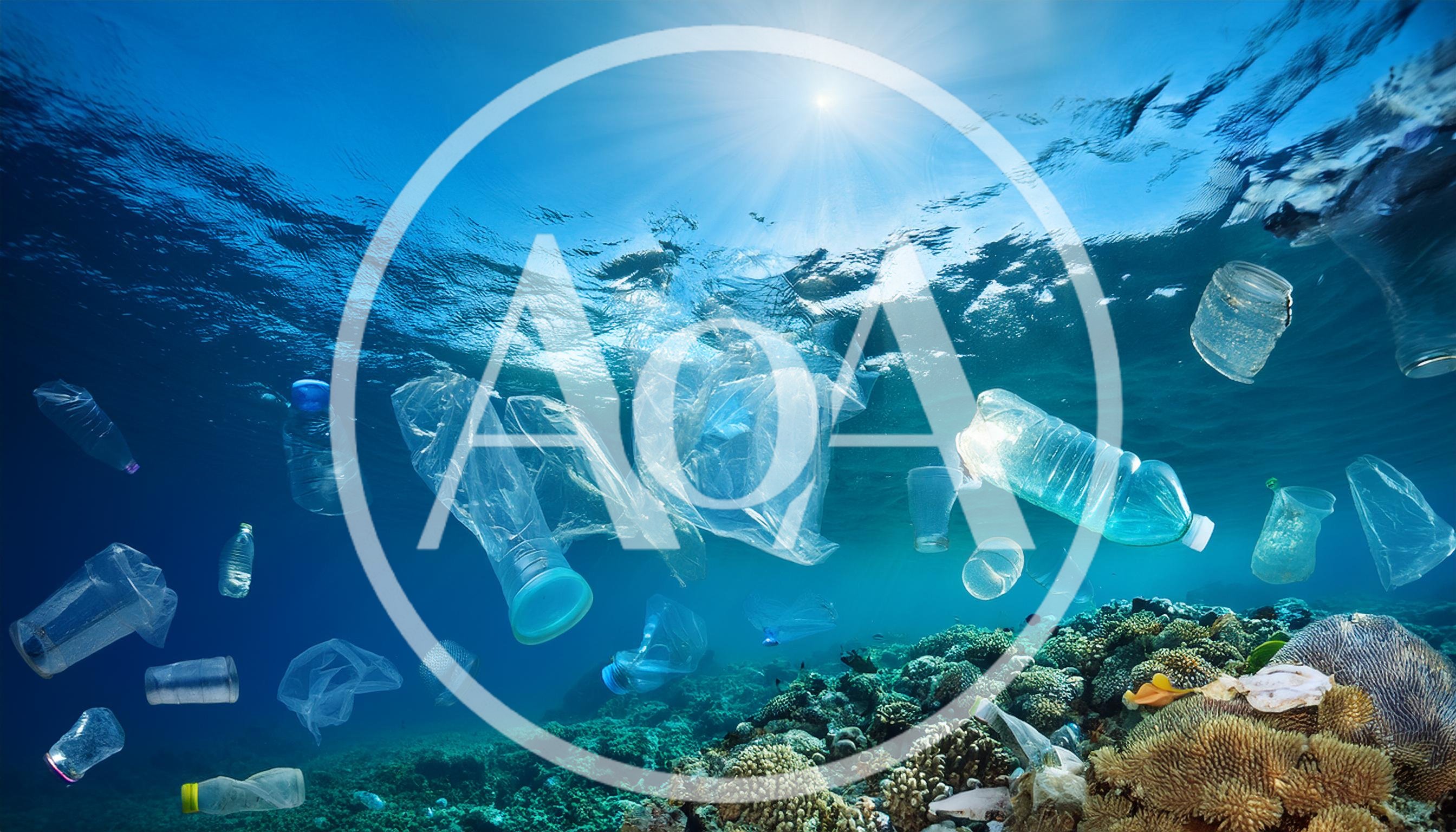 Plastic Pollution Floating Over A Vibrant Coral Reef