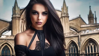 Portrait Of A Beautiful Woman In Gothic Attire
