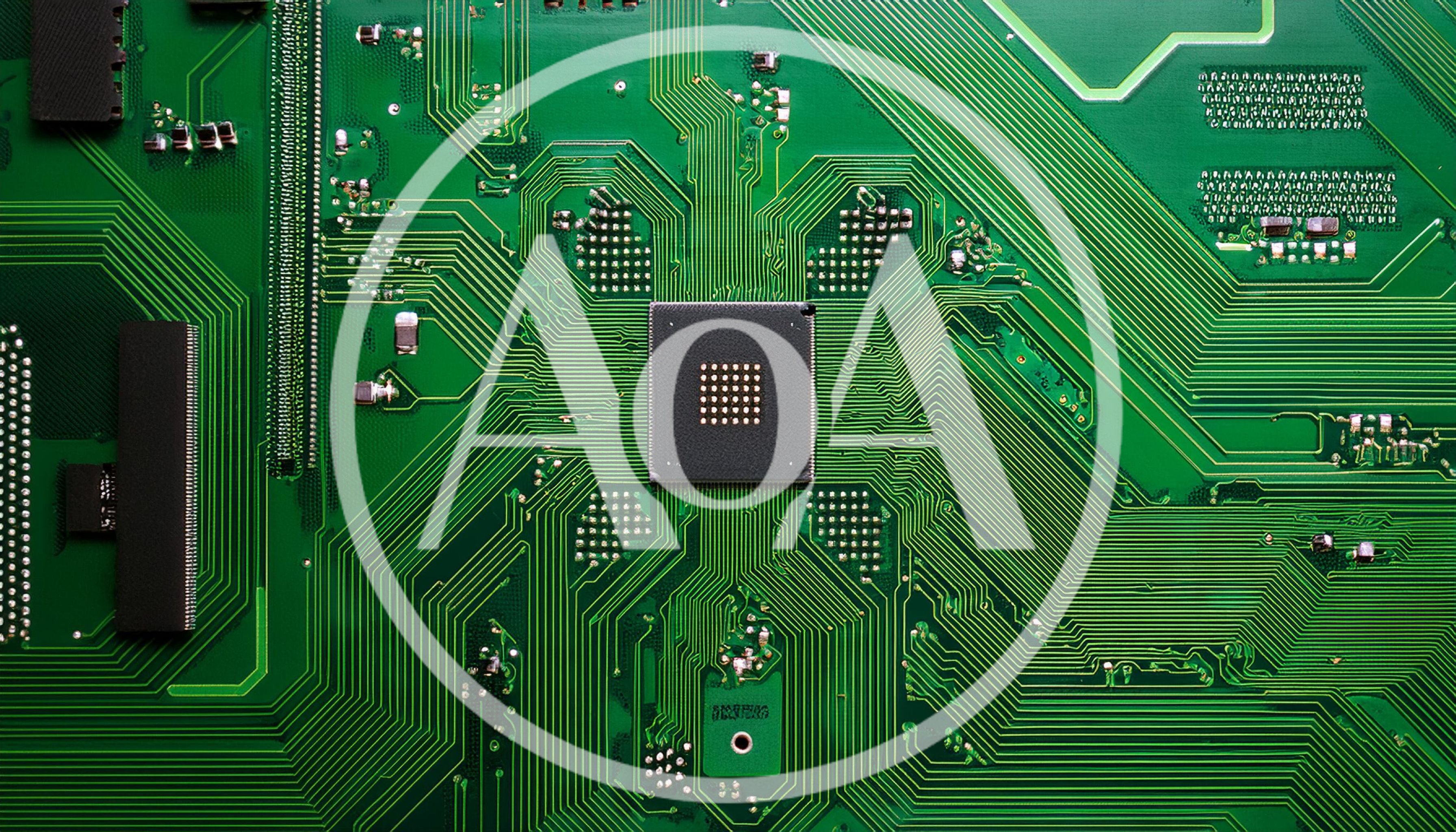 Close Up Of A Green Printed Circuit Board