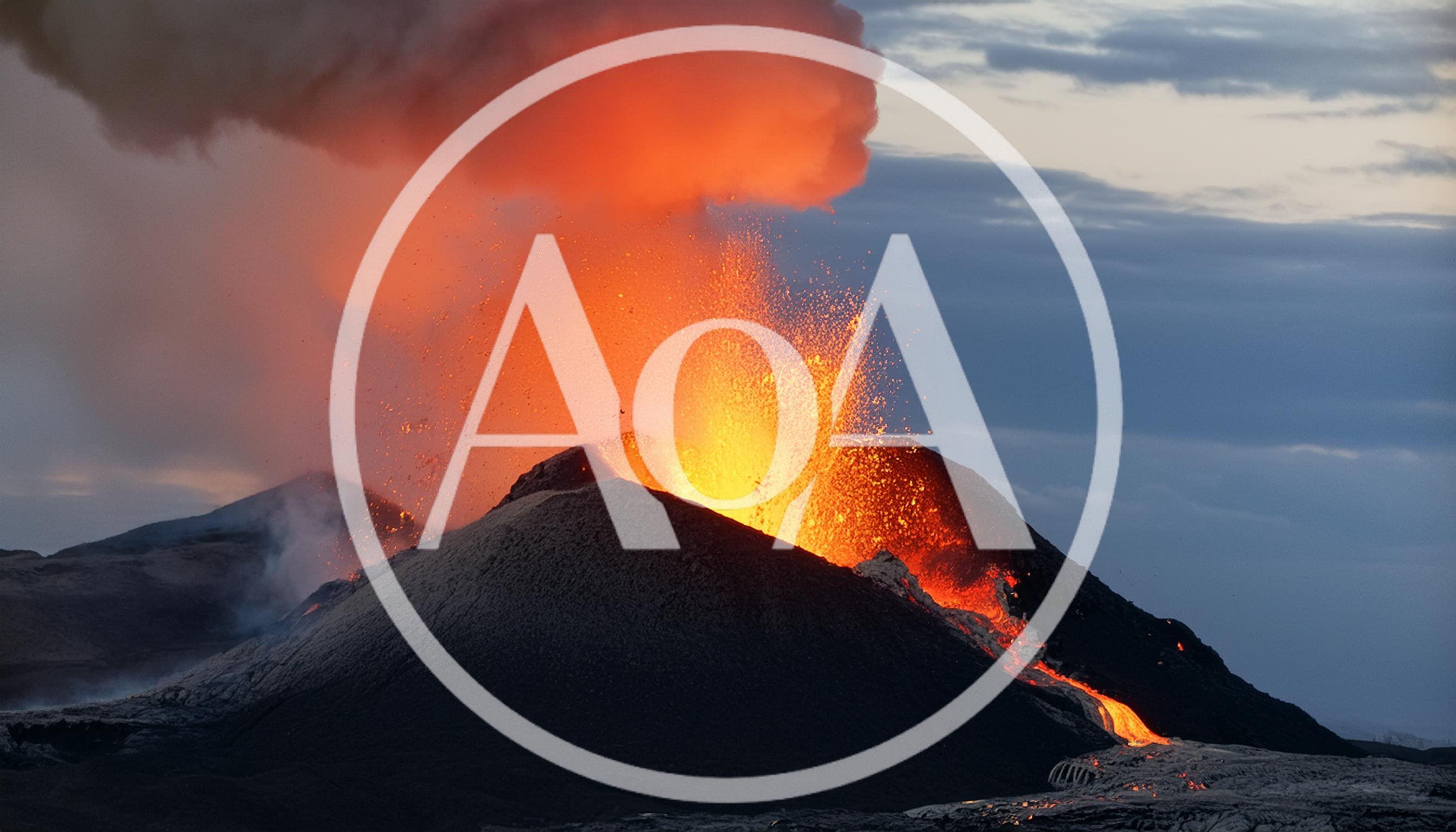 Volcanic Eruption With Lava Flow And Ash Plume
