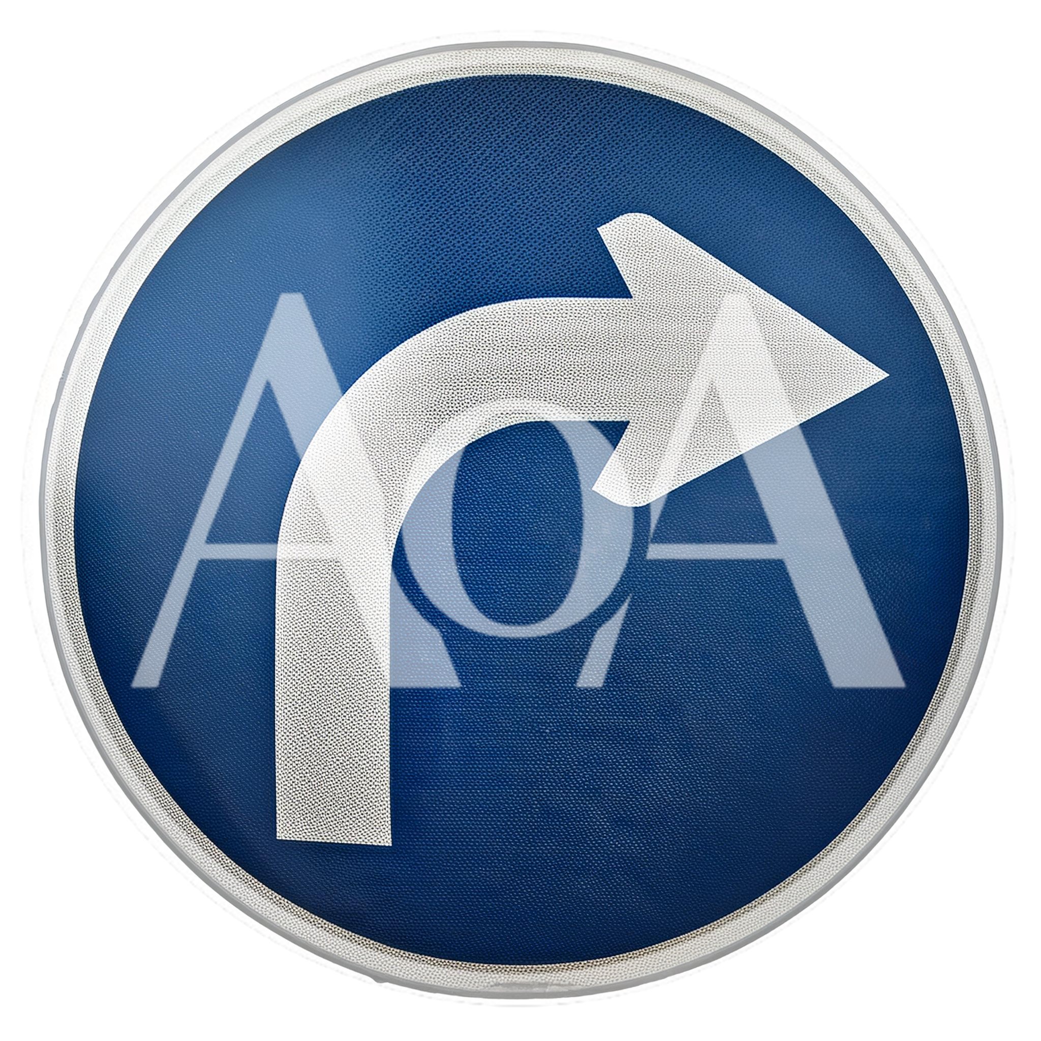 Blue Circular Road Sign Indicating Turn Right