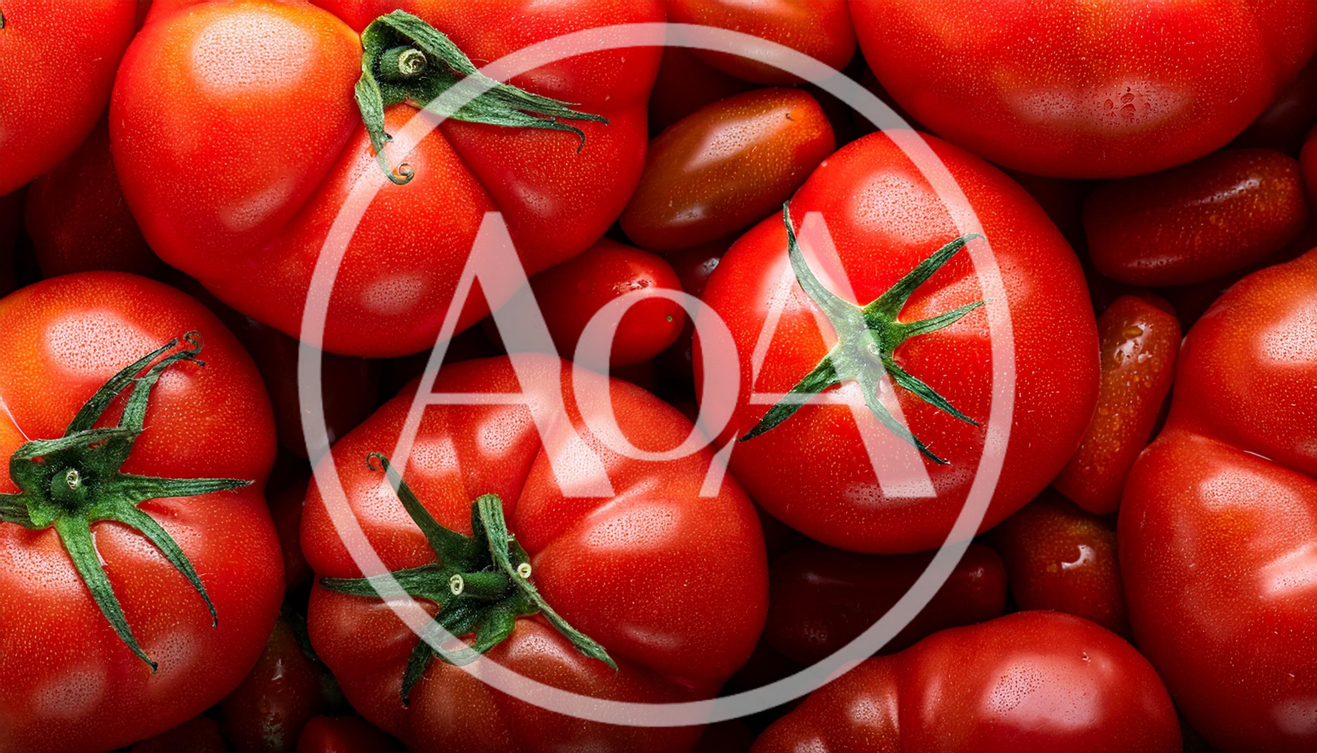 Fresh Red Tomatoes With Green Stems Background