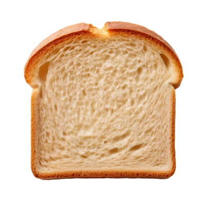 Single Slice Of White Bread On White Background