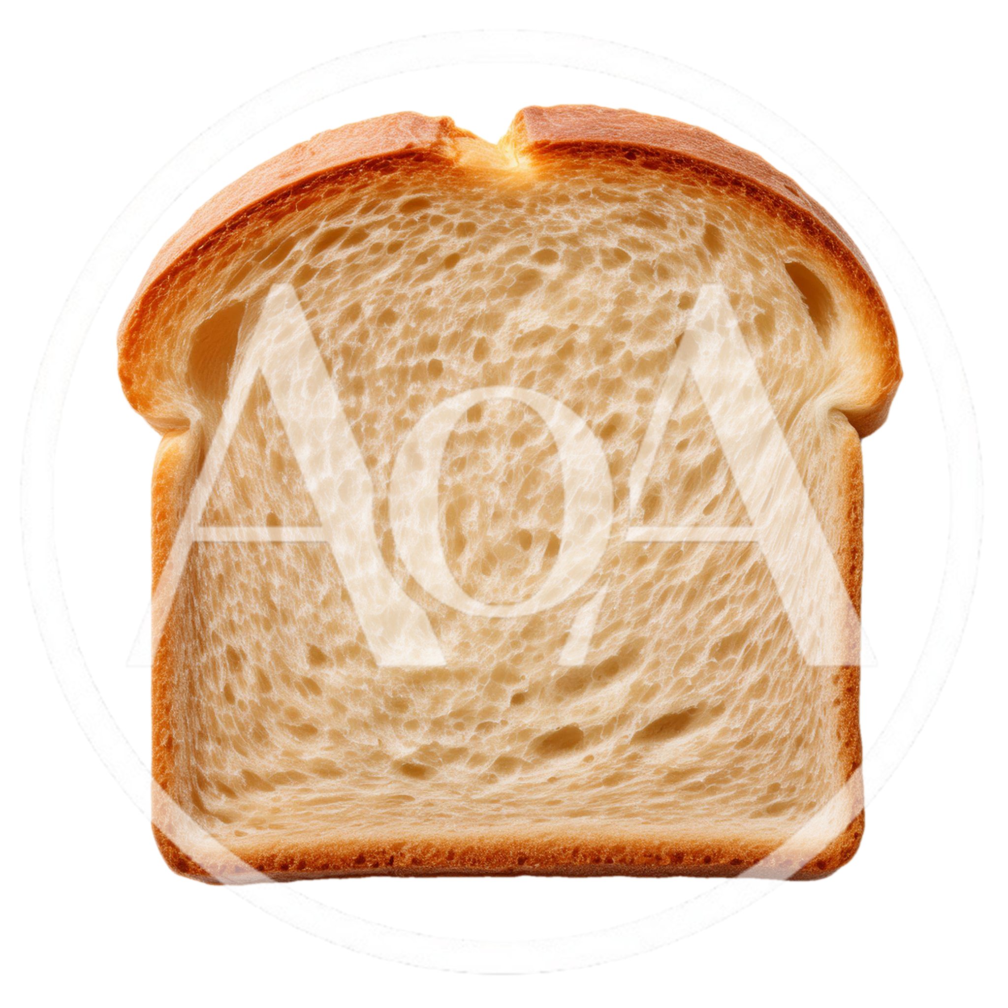 Single Slice Of White Bread On White Background