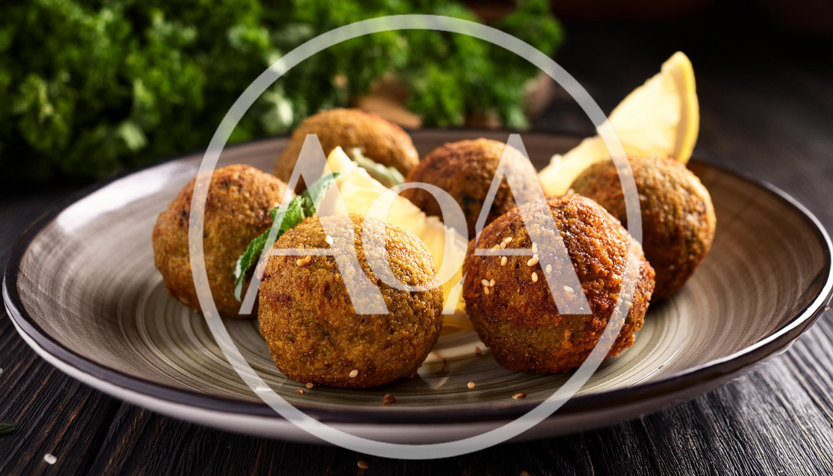 Fresh Falafel Balls Served On A Ceramic Plate