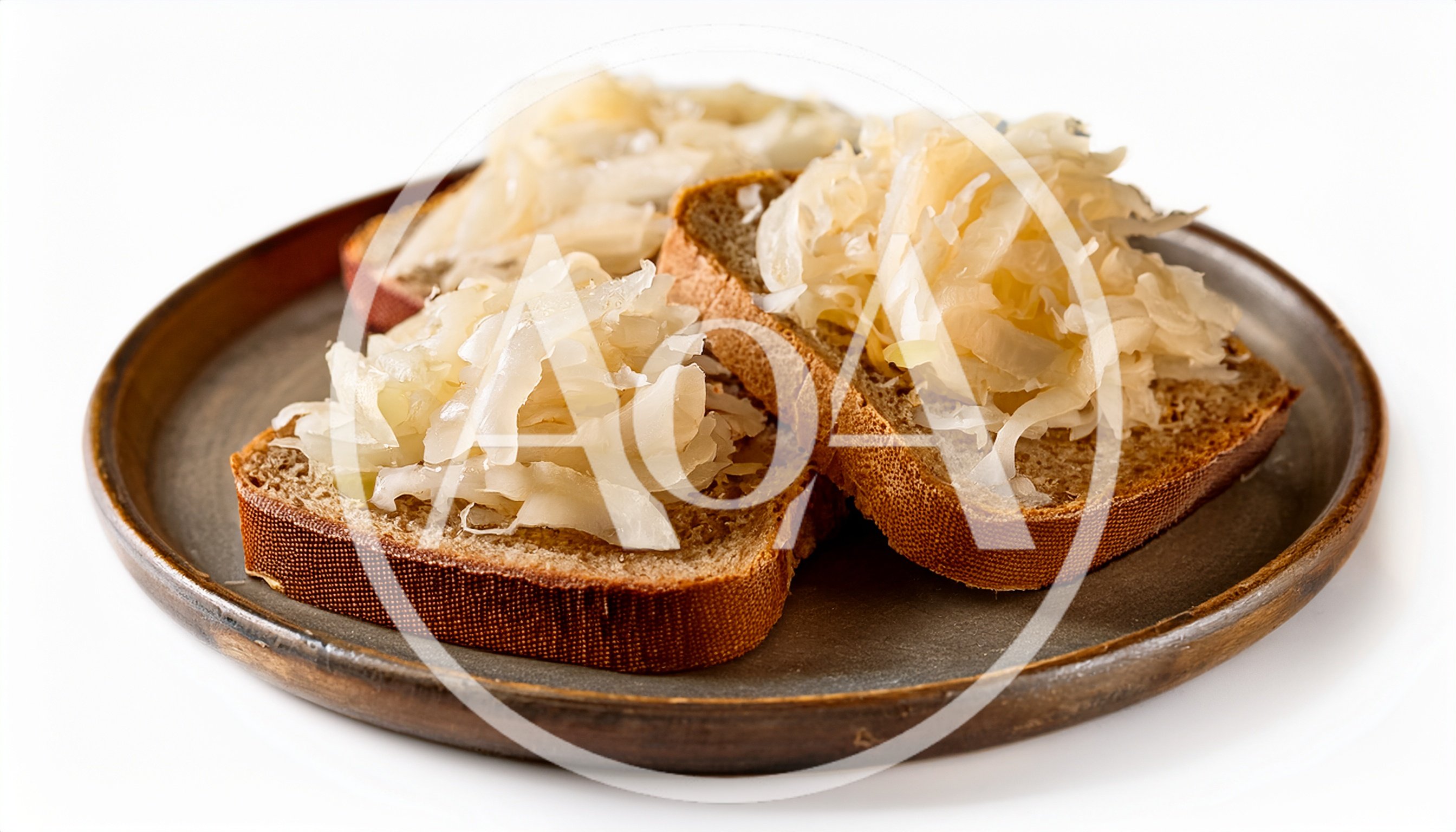 Slices of Rye Bread Topped with Sauerkraut