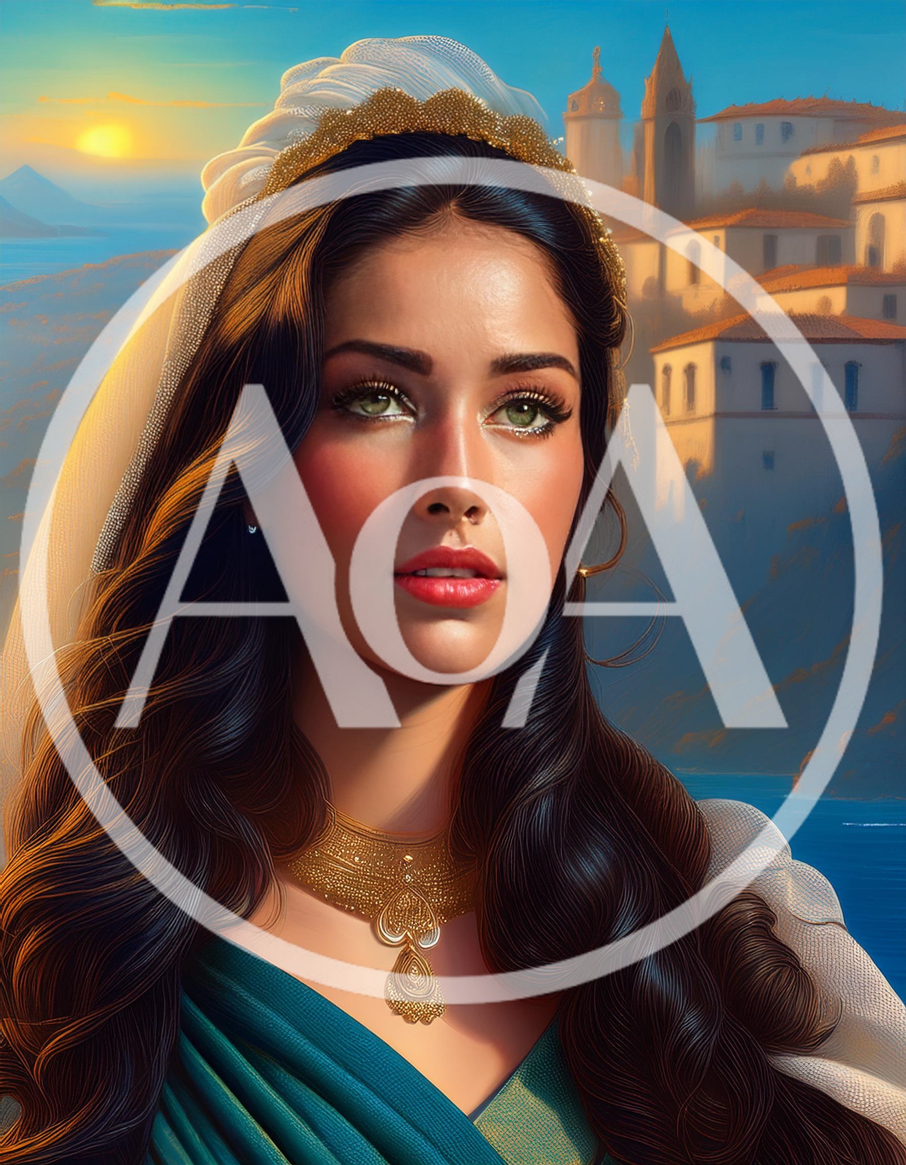 Portrait Of A Beautiful Woman In Traditional Mediterranean Attire