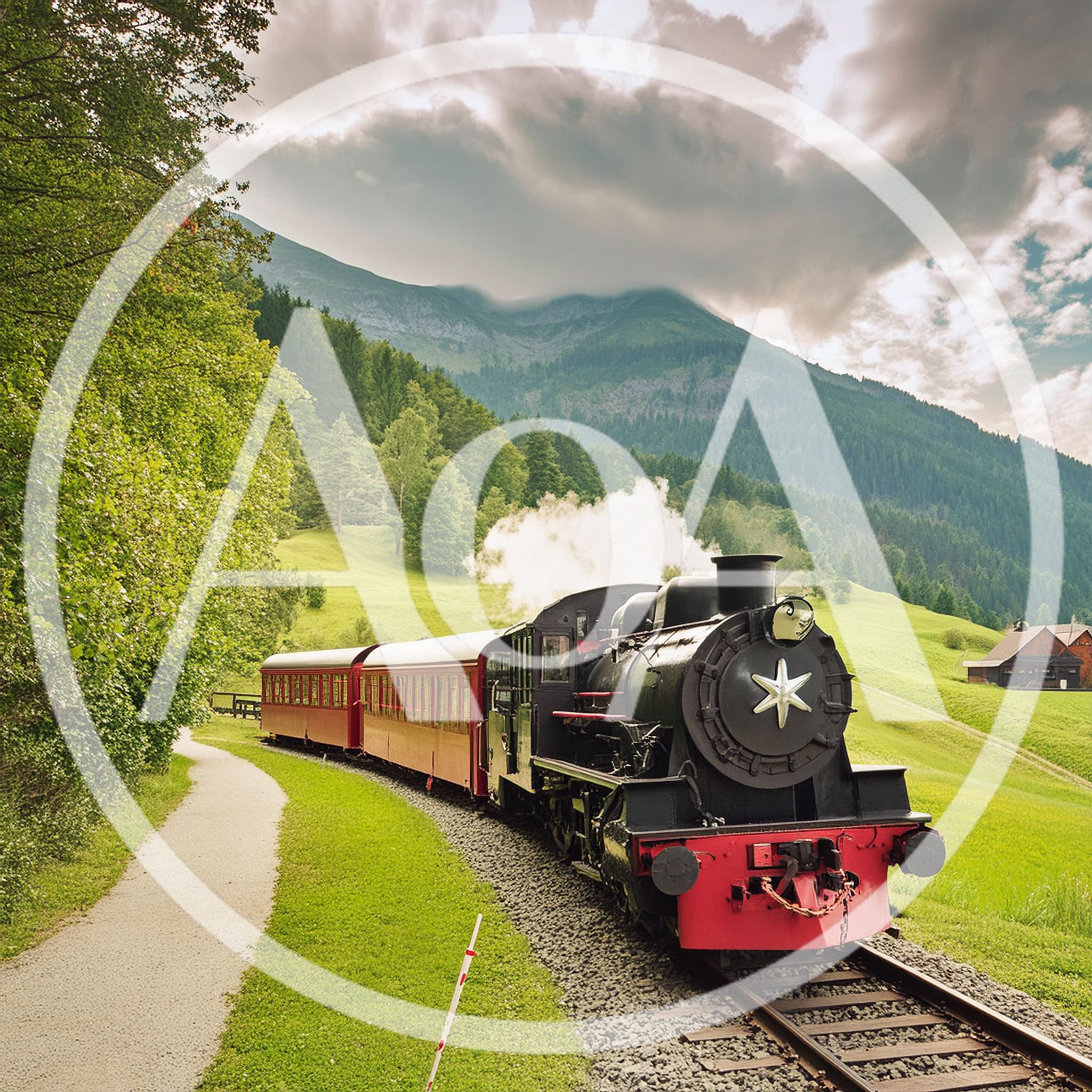 Steam Locomotive Traveling Through A Scenic Mountain Valley