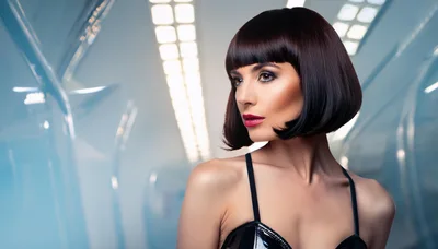 Portrait Of A Woman With A Sleek Bob Hairstyle