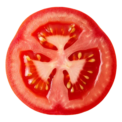 Fresh Red Tomato Slice Isolated On White Background