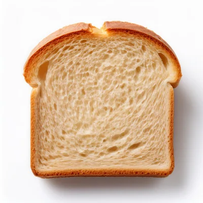 Single Slice Of White Bread On White Background
