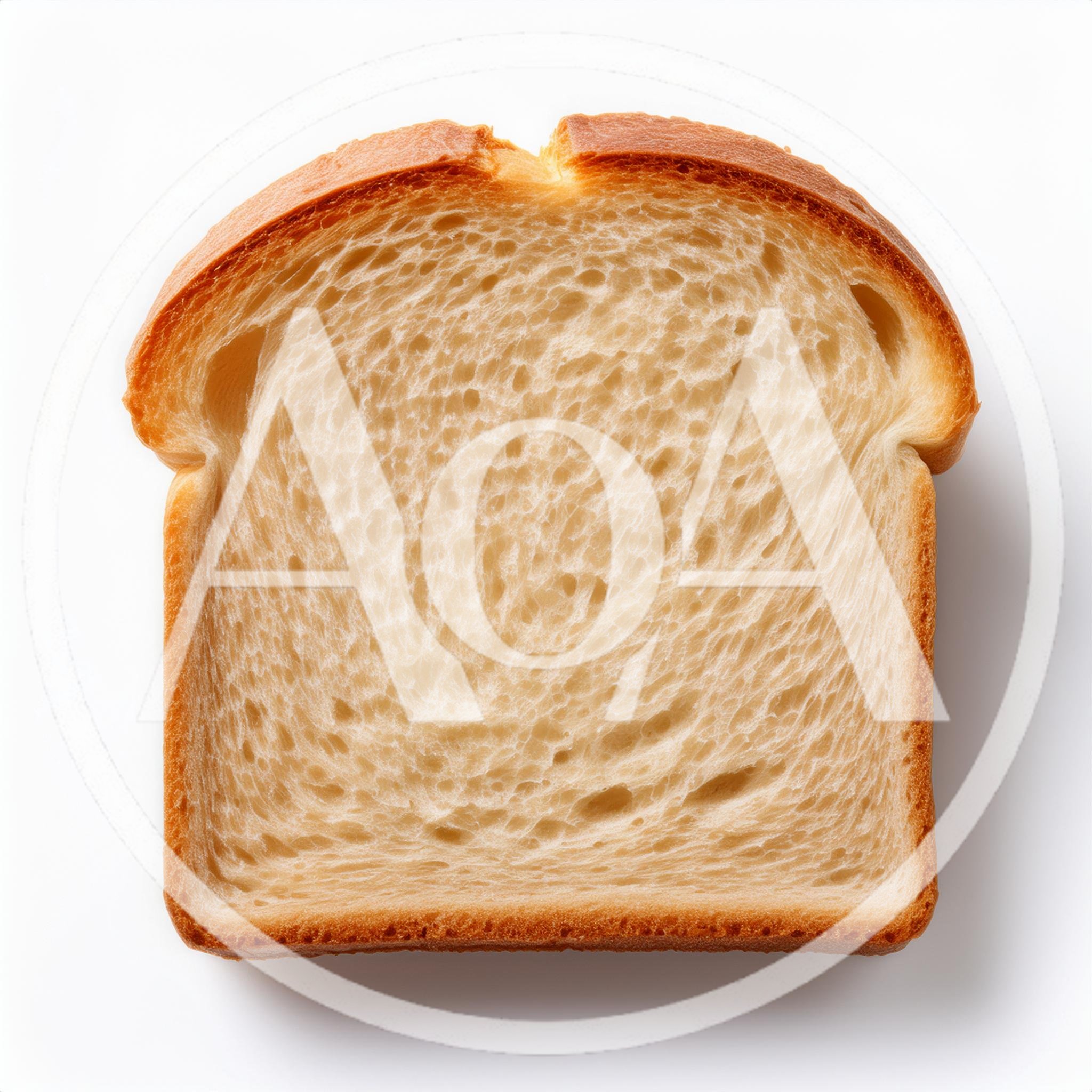 Single Slice Of White Bread On White Background