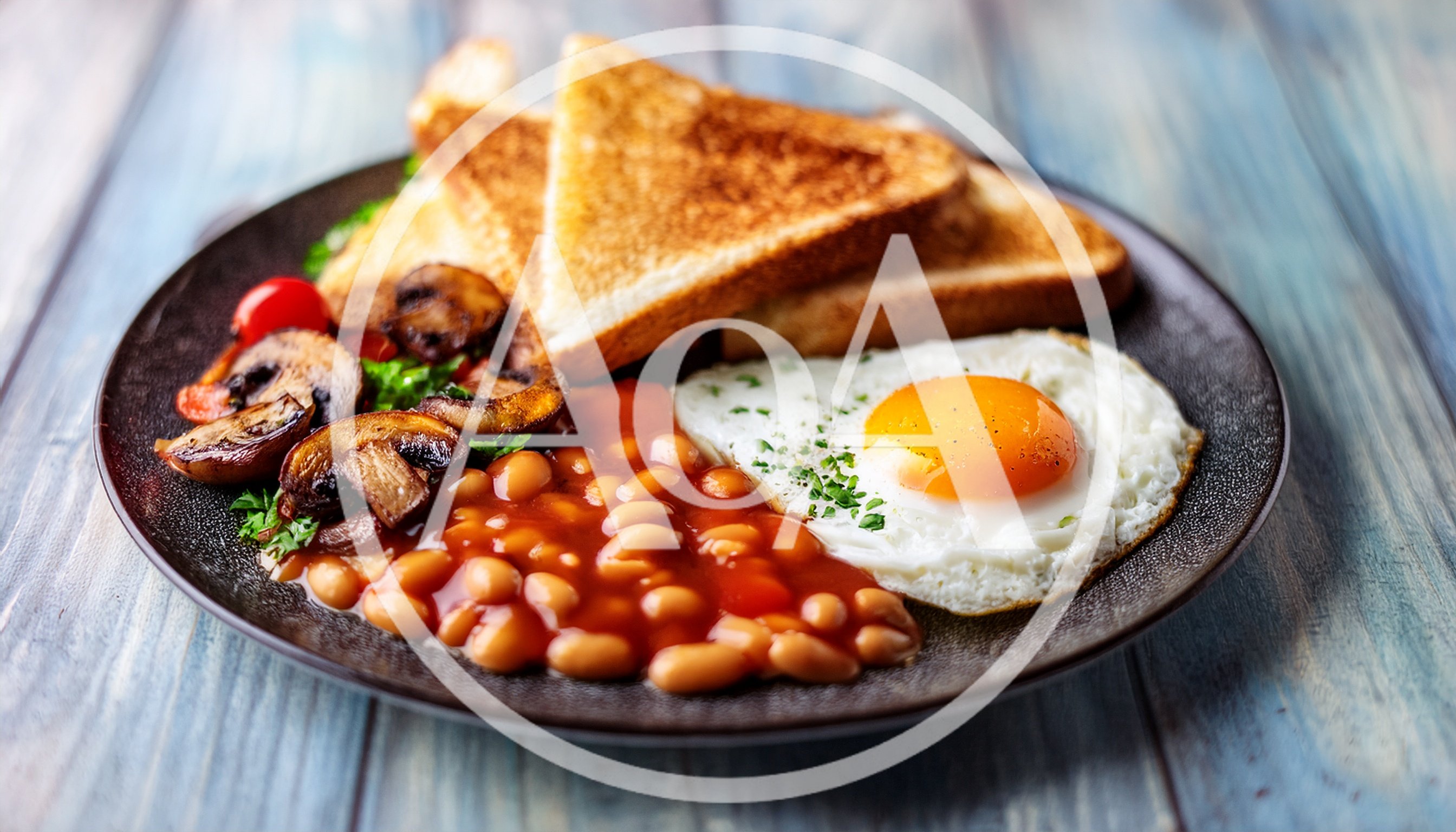 Traditional English Breakfast Plate With Toast And Beans