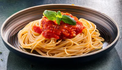 Spaghetti With Tomato Sauce And Fresh Basil