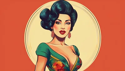 Vintage Pinup Style Portrait Of A Beautiful Woman