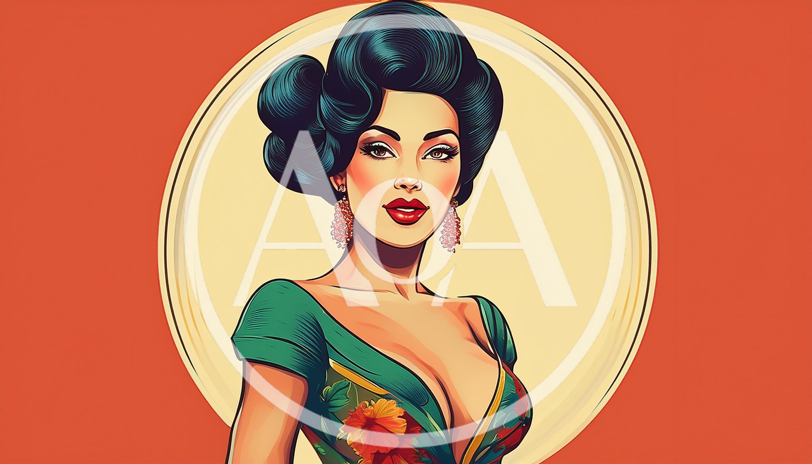 Vintage Pinup Style Portrait Of A Beautiful Woman
