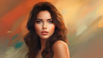Portrait Of A Beautiful Woman With Wavy Brown Hair