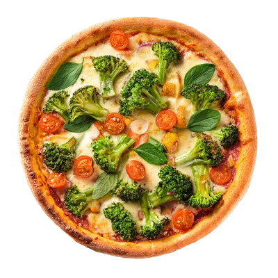 Top View Of A Fresh Vegetarian Broccoli Pizza