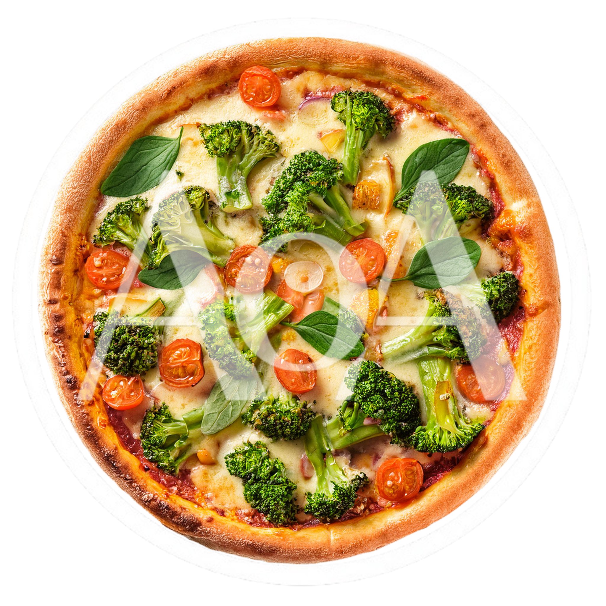 Top View Of A Fresh Vegetarian Broccoli Pizza