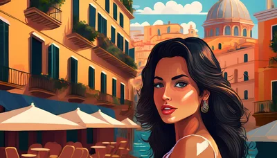 Beautiful Woman Portrait In A Sunny Italian City