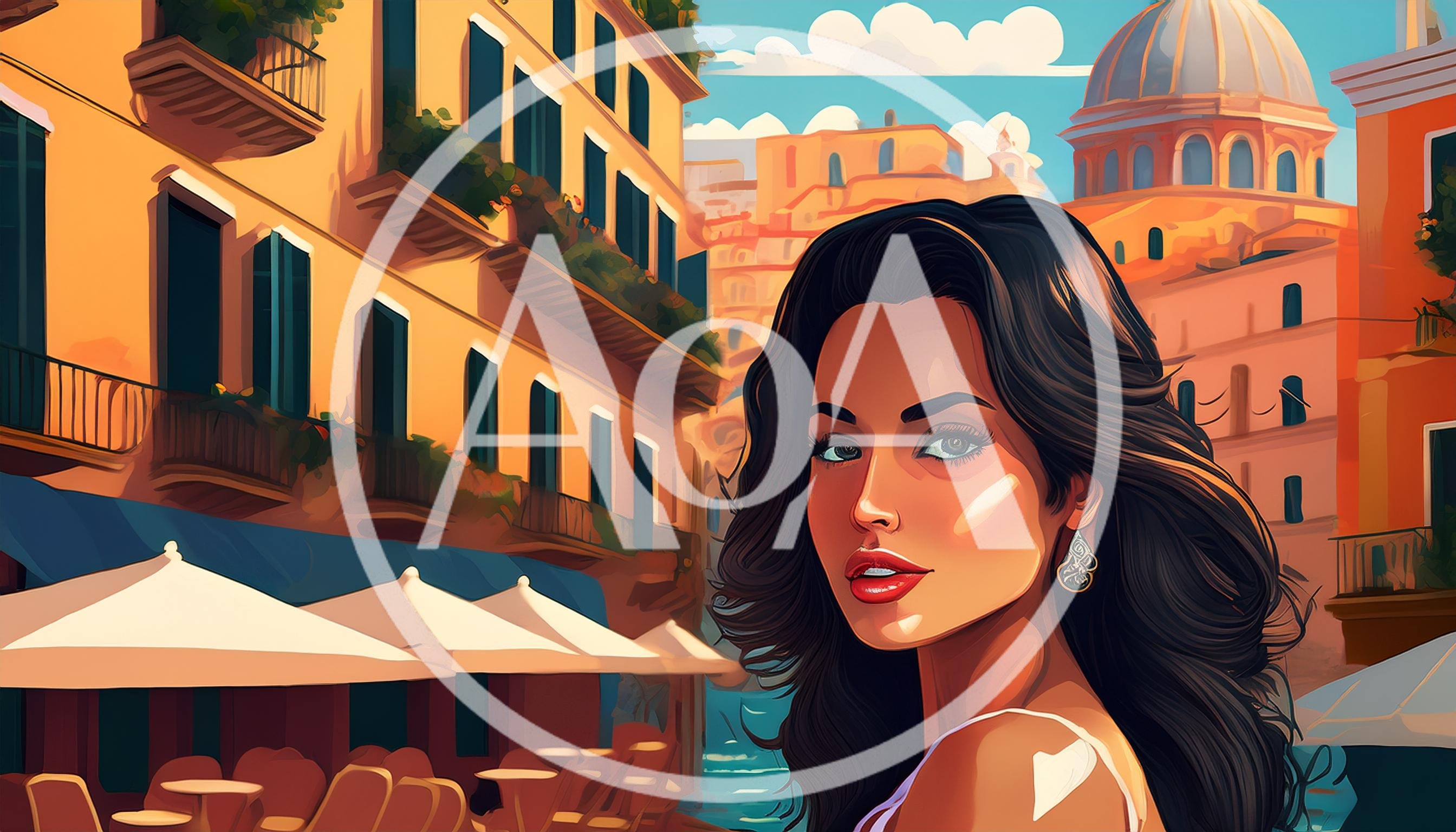 Beautiful Woman Portrait In A Sunny Italian City