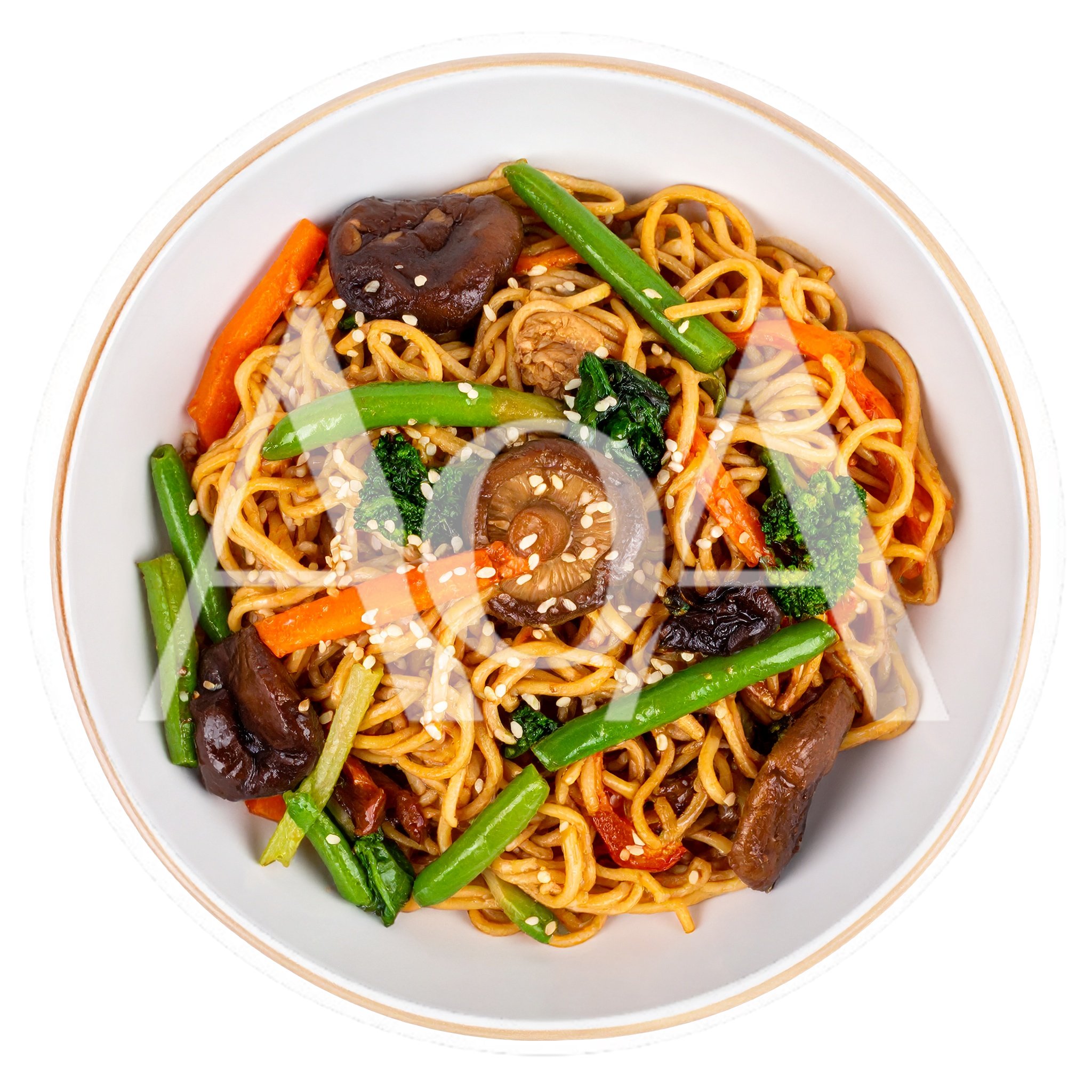 Stir Fried Noodles With Vegetables In A Bowl
