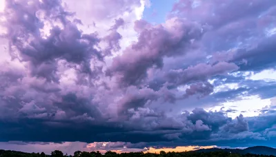 Dramatic Storm Clouds Over A Forest Horizon