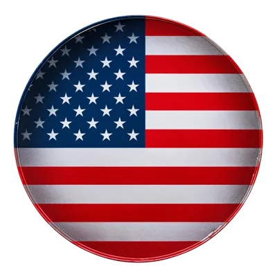 Circular American Flag Emblem With Textured Surface