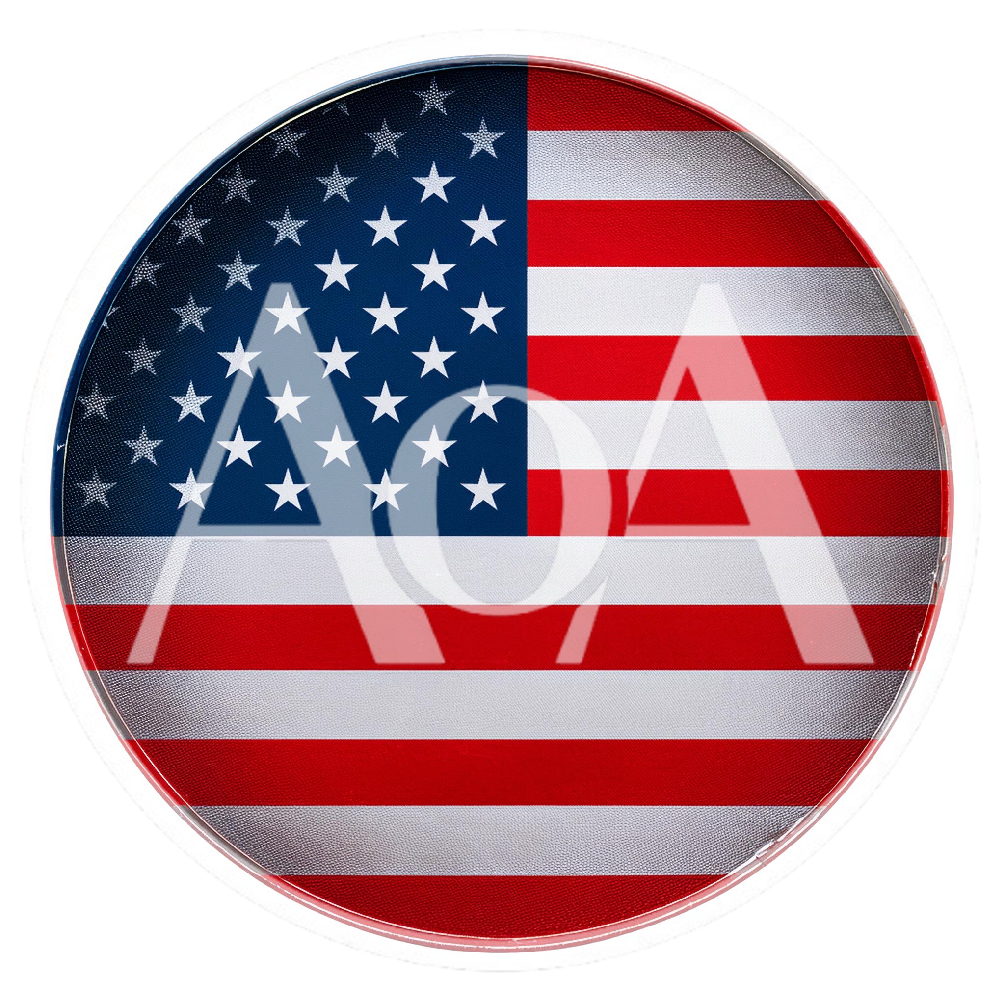 Circular American Flag Emblem With Textured Surface