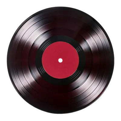 Black Vinyl Record With Red Center Label