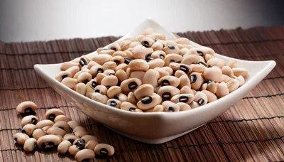 White Bowl Filled With Dried Black Eyed Peas