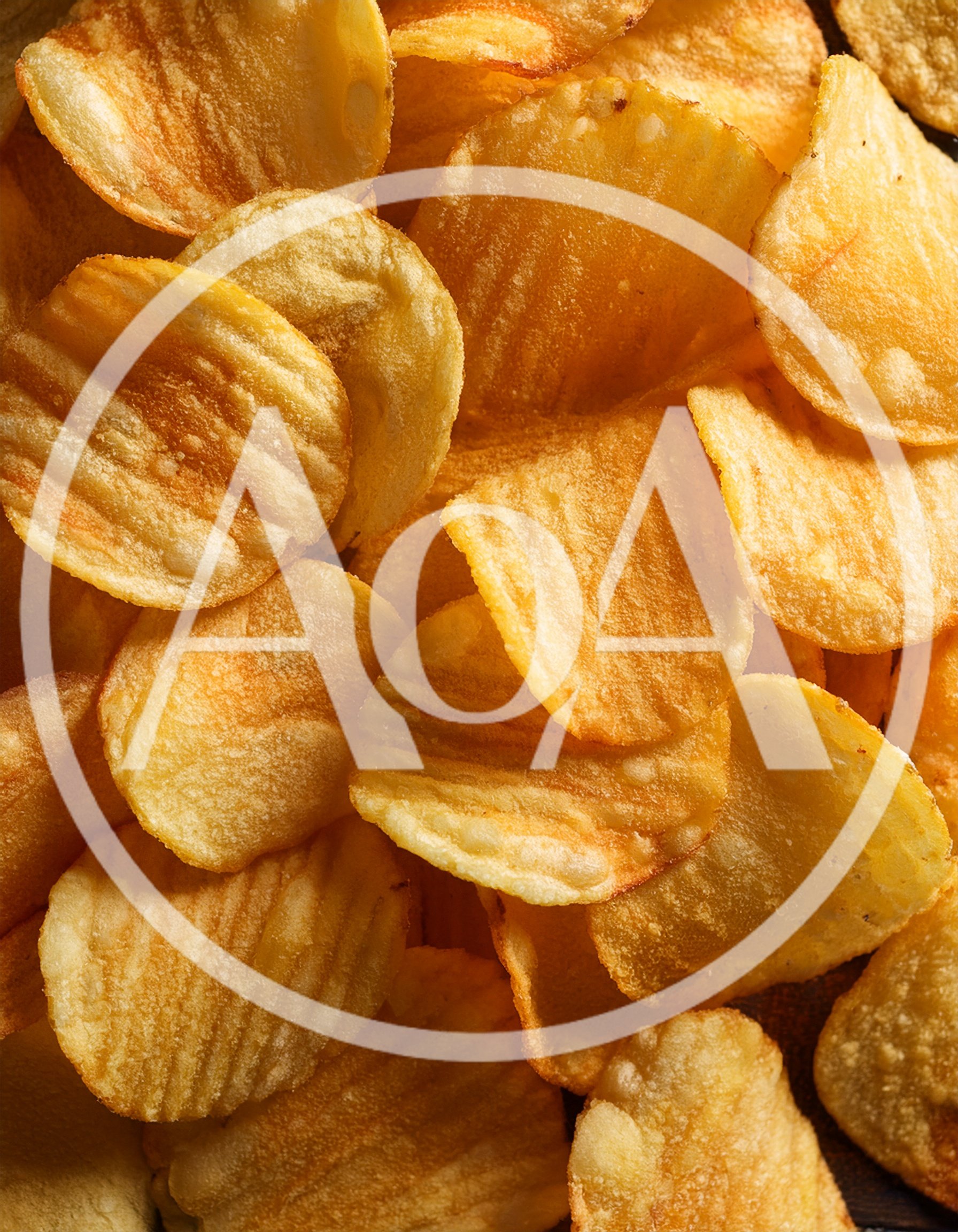 Top Down View Of Crispy Ridged Potato Chips