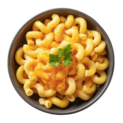 Bowl Of Creamy Macaroni And Cheese With Parsley