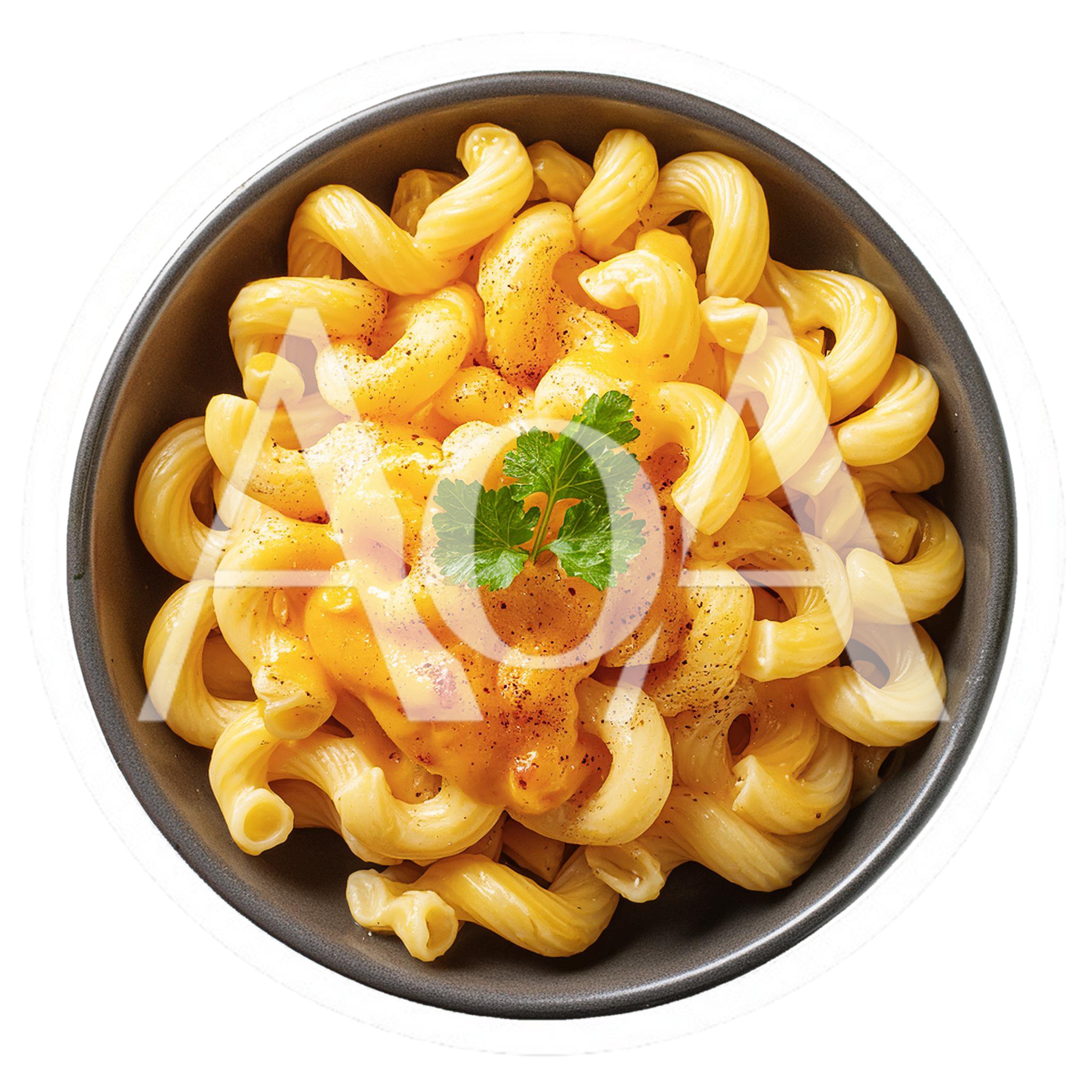 Bowl Of Creamy Macaroni And Cheese With Parsley
