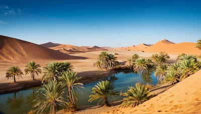 Oasis With Palm Trees In The Sahara Desert