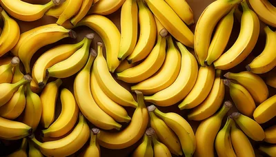Top View Of Fresh Yellow Bananas