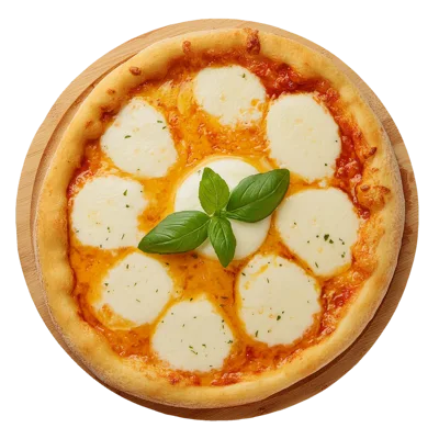 Fresh Margherita Pizza On A Wooden Serving Board