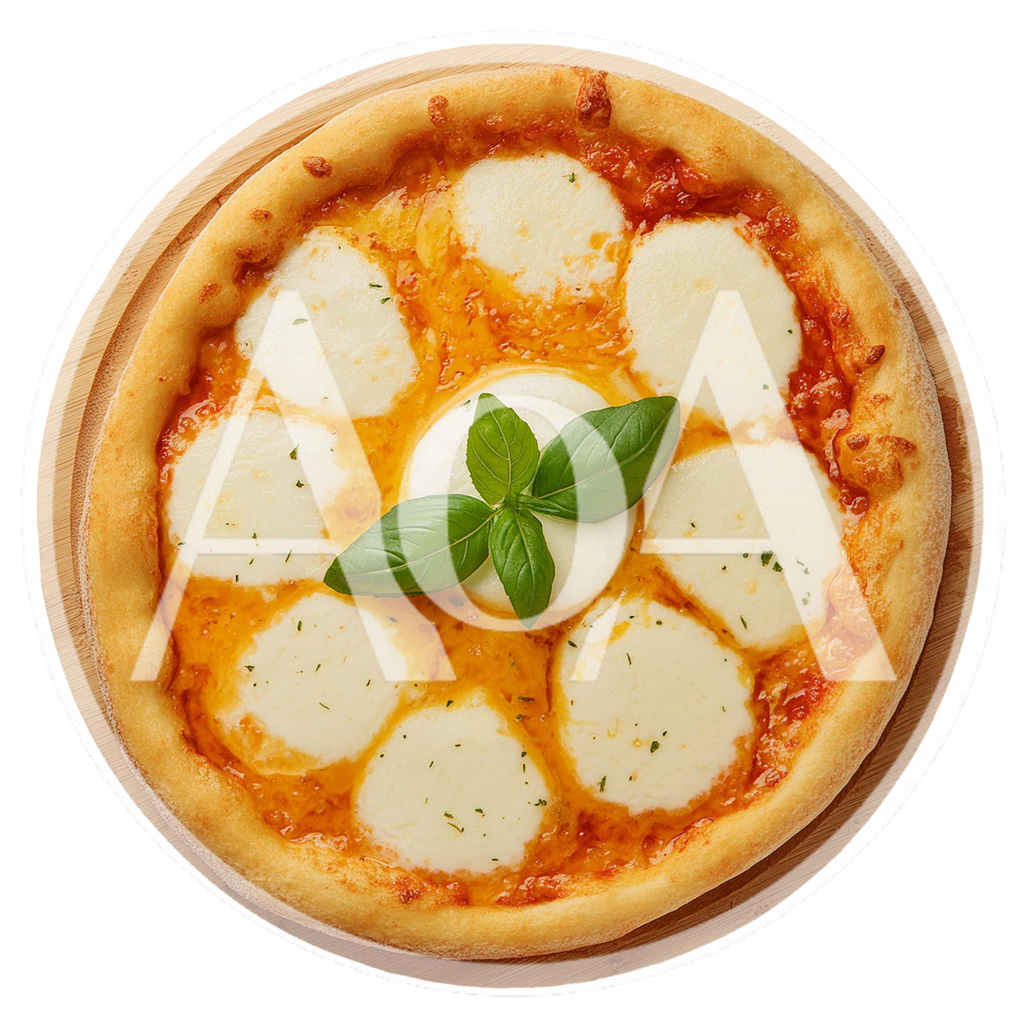 Fresh Margherita Pizza On A Wooden Serving Board