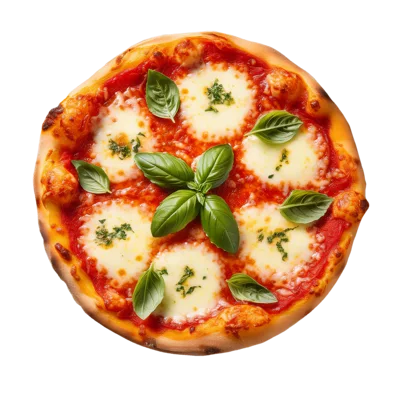 Fresh Margherita Pizza With Basil Leaves
