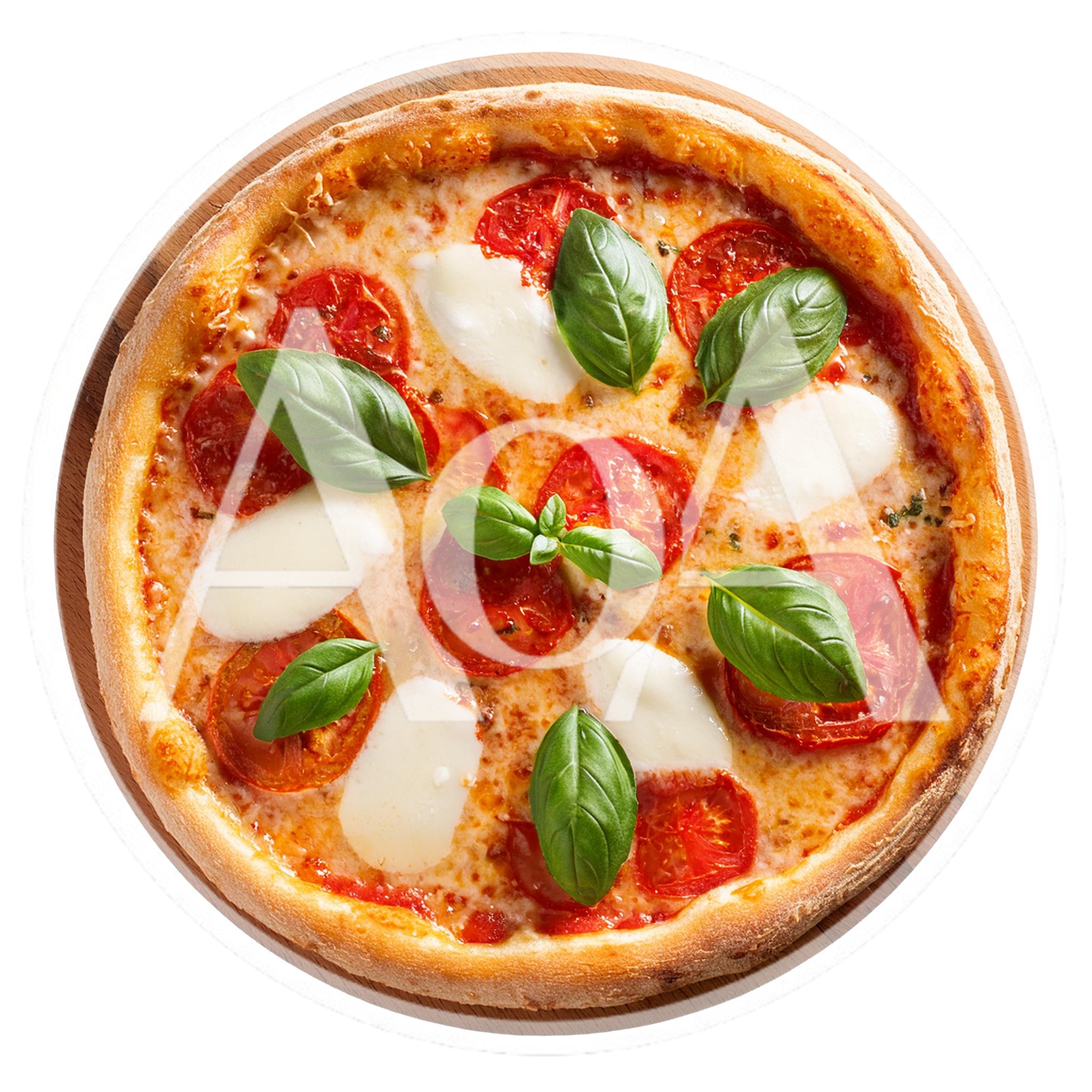 Fresh Margherita Pizza On A Wooden Board