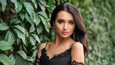 Portrait Of A Beautiful Woman In A Black Dress