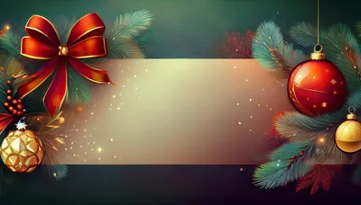 Christmas Holiday Background With Ornaments And Ribbon