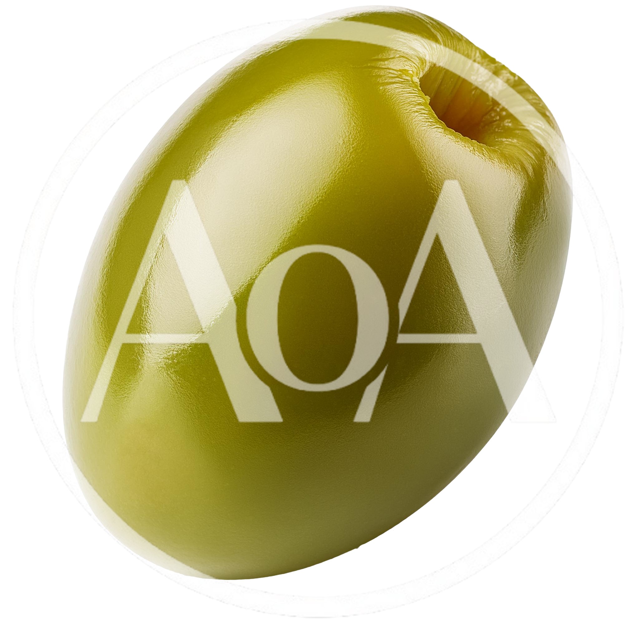Single Pitted Green Olive Isolated On White Background